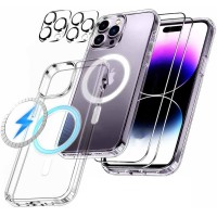 Eli Queen for iPhone 15 Case, [5 in 1] 1X Clear Case with 2X Tempered Glass Screen Protector + 2X Camera Lens Protector