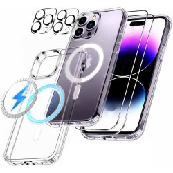 Eli Queen for iPhone 15 Pro Max Case, [5 in 1] 1X Clear Case with 2X Tempered Glass Screen Protector + 2X Camera Lens Protector